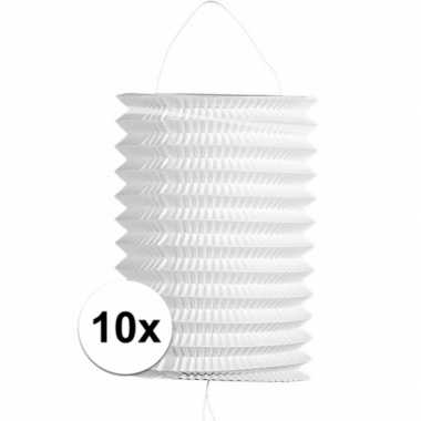10x stuks witte trek lampionnen van 16 cm