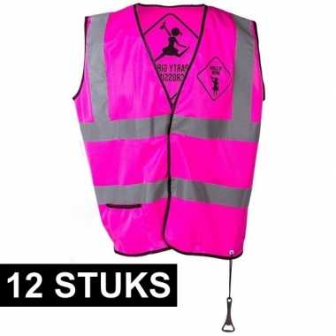 12x roze veiligheidsvestjes party girls voor dames