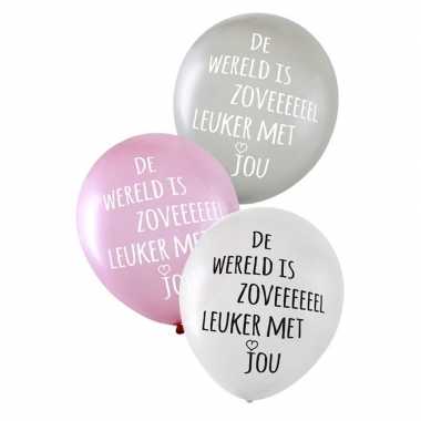 18x valentijn/bruiloft ballonnen de wereld is zoveel leuker met jou