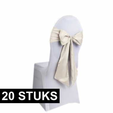 20x bruiloft stoel decoratie creme strikken