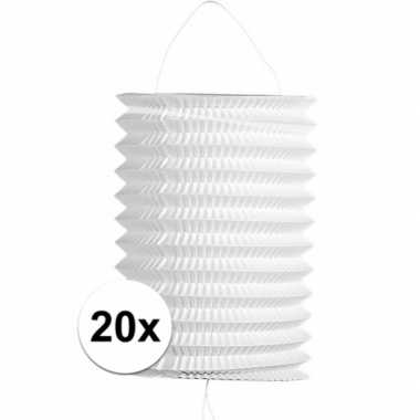 20x stuks witte trek lampionnen van 16 cm