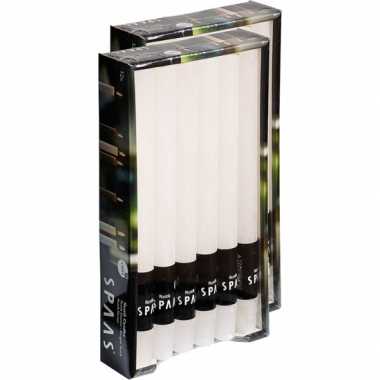 24x bruiloft witte rustieke dinerkaarsen 25 cm 10 branduren