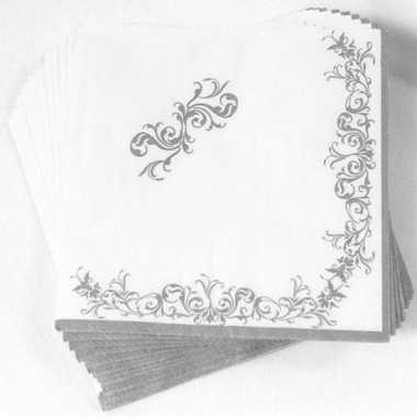 32x stuks luxe servetten zilver 33 x 33 cm