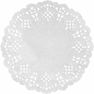 50x bruiloft witte ronde placemats 35 cm papier kanten uiterlijk