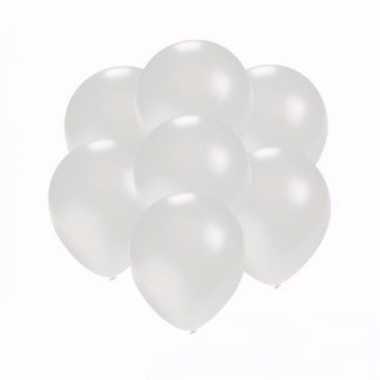 50x stuks kleine metallic witte party ballonnen 13 cm