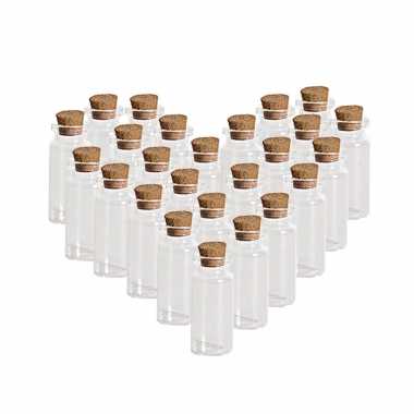 60x transparante bruiloft cadeau potjes/flesjes van glas 10 ml