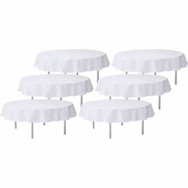 6x bruiloft witte ronde tafelkleden/tafellakens 240 cm stof