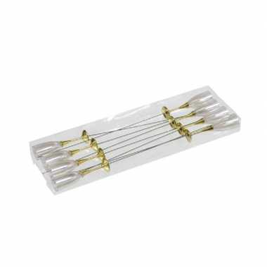 8x feest decoratie prikkers/stekers champagneglazen 10 cm