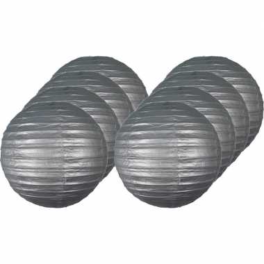 8x luxe bol lampionnen zilver 25 cm