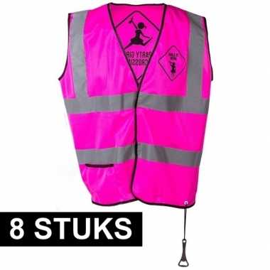 8x roze veiligheidsvestjes party girls voor dames