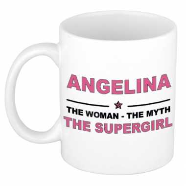 Angelina the woman, the myth the supergirl cadeau koffie mok / thee beker 300 ml