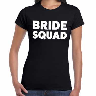 Bride squad tekst t-shirt zwart dames