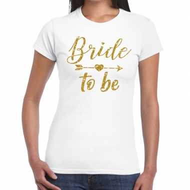 Bride to be cupido goud glitter t-shirt wit dames