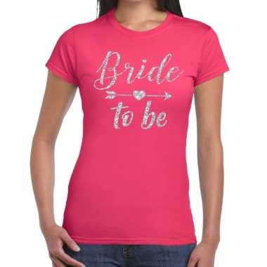 Bride to be cupido zilver glitter t-shirt roze dames