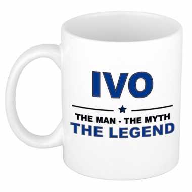 Ivo the man, the myth the legend cadeau koffie mok / thee beker 300 ml