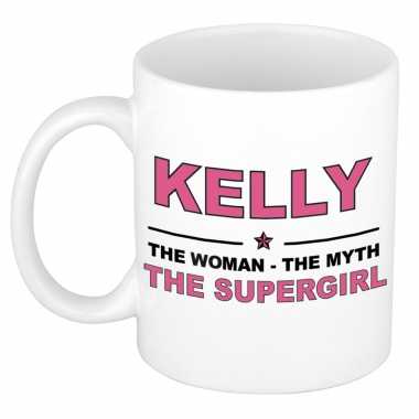 Kelly the woman, the myth the supergirl cadeau koffie mok / thee beker 300 ml