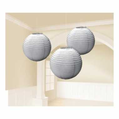 Lampionnen zilver drie stuks