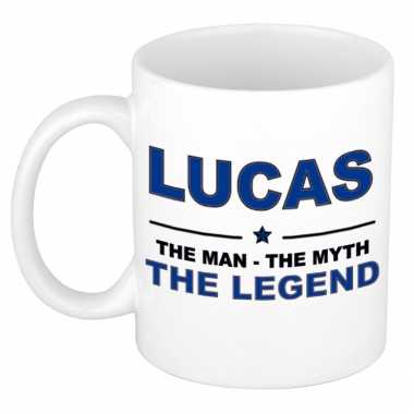 Lucas the man, the myth the legend cadeau koffie mok / thee beker 300 ml