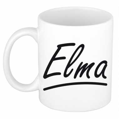 Naam cadeau mok / beker elma met sierlijke letters 300 ml