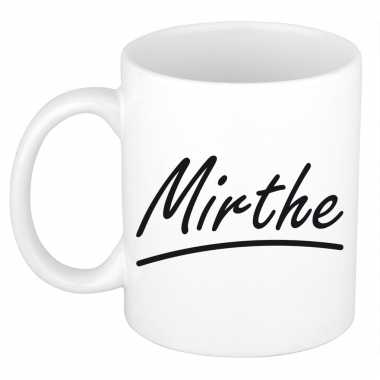 Naam cadeau mok / beker mirthe met sierlijke letters 300 ml