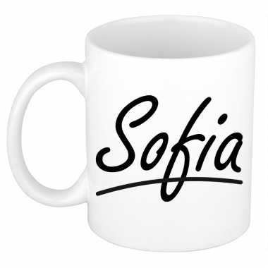 Naam cadeau mok / beker sofia met sierlijke letters 300 ml