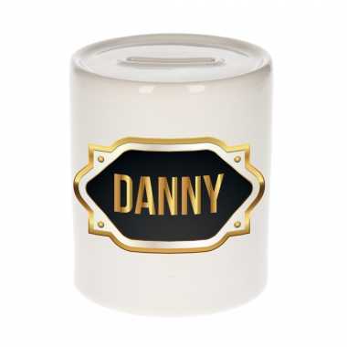Naam cadeau spaarpot danny met gouden embleem