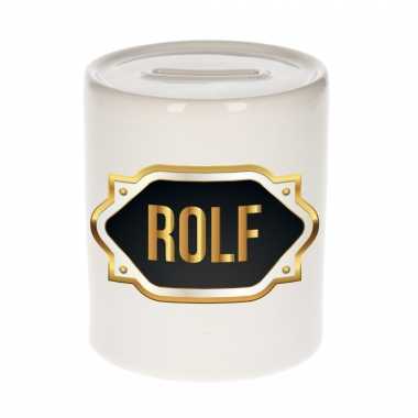 Naam cadeau spaarpot rolf met gouden embleem