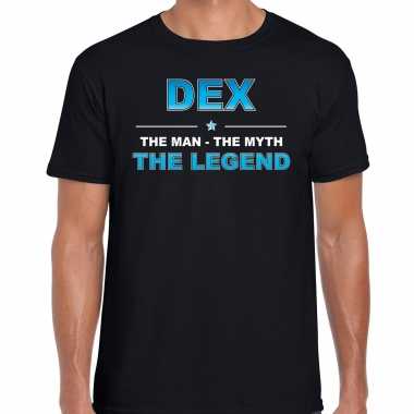 Naam cadeau t-shirt dex - the legend zwart voor heren