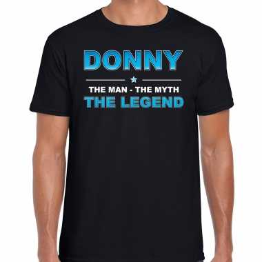 Naam cadeau t-shirt donny - the legend zwart voor heren