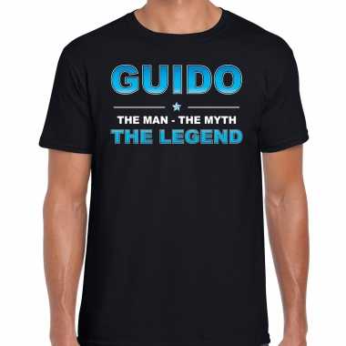 Naam cadeau t-shirt guido - the legend zwart voor heren