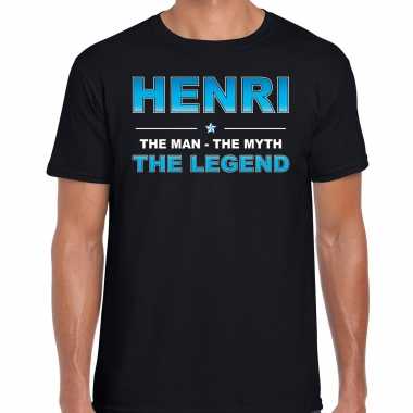 Naam cadeau t-shirt henri - the legend zwart voor heren