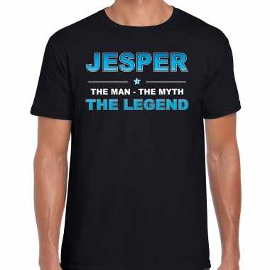 Naam cadeau t-shirt jesper - the legend zwart voor heren