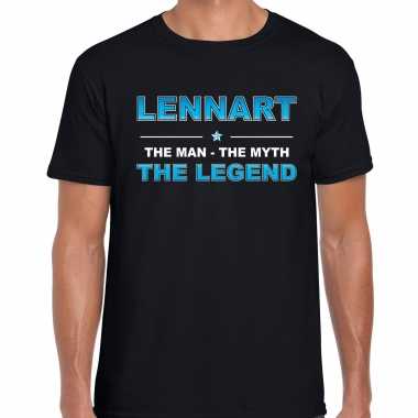 Naam cadeau t-shirt lennart - the legend zwart voor heren