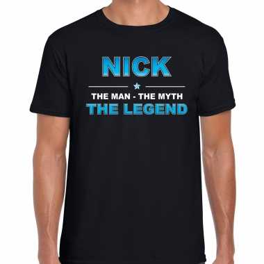 Naam cadeau t-shirt nick - the legend zwart voor heren