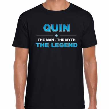 Naam cadeau t-shirt quin - the legend zwart voor heren