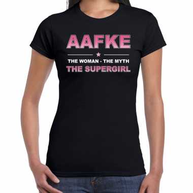 Naam cadeau t-shirt / shirt aafke - the supergirl zwart voor dames