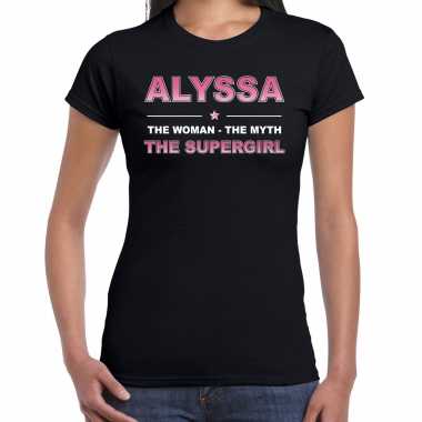 Naam cadeau t-shirt / shirt alyssa - the supergirl zwart voor dames