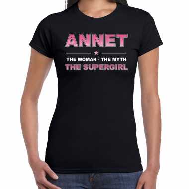 Naam cadeau t-shirt / shirt annet - the supergirl zwart voor dames