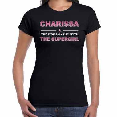 Naam cadeau t-shirt / shirt charissa - the supergirl zwart voor dames