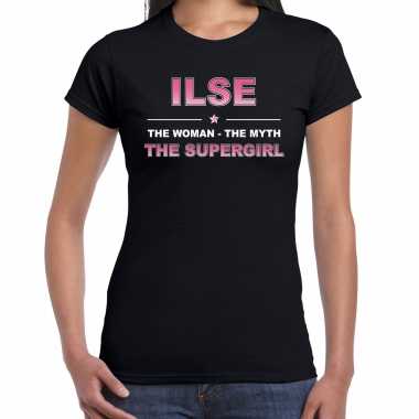 Naam cadeau t-shirt / shirt ilse - the supergirl zwart voor dames