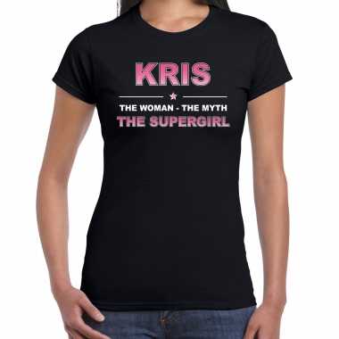Naam cadeau t-shirt / shirt kris - the supergirl zwart voor dames