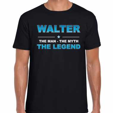 Naam cadeau t-shirt walter - the legend zwart voor heren