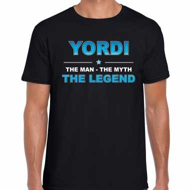 Naam cadeau t-shirt yordi - the legend zwart voor heren
