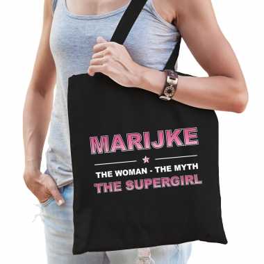 Naam cadeau tas marijke - the supergirl zwart voor dames