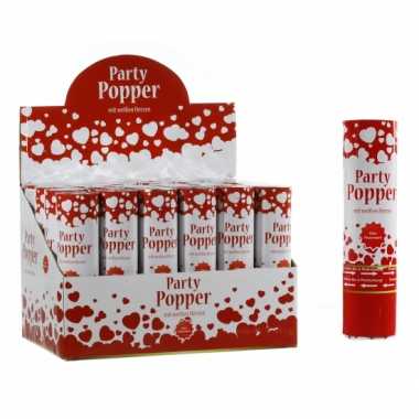 Pakket van 8x stuks bruiloft party poppers confetti hartjes 20 cm