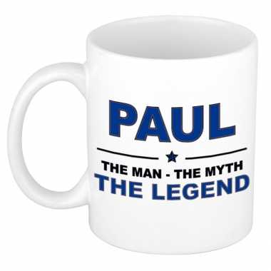 Paul the man, the myth the legend cadeau koffie mok / thee beker 300 ml