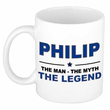 Philip the man, the myth the legend cadeau koffie mok / thee beker 300 ml