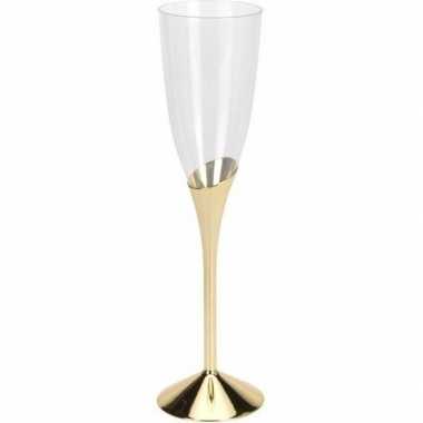 Plastic champagneglazen goud 8 stuks