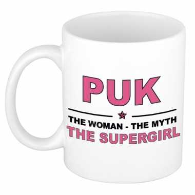 Puk the woman, the myth the supergirl cadeau koffie mok / thee beker 300 ml