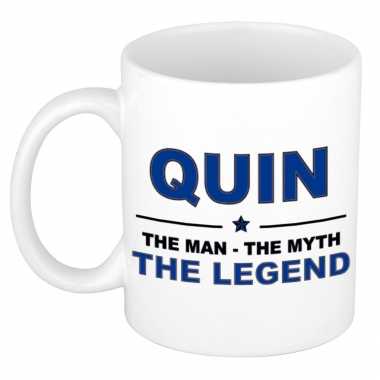 Quin the man, the myth the legend cadeau koffie mok / thee beker 300 ml